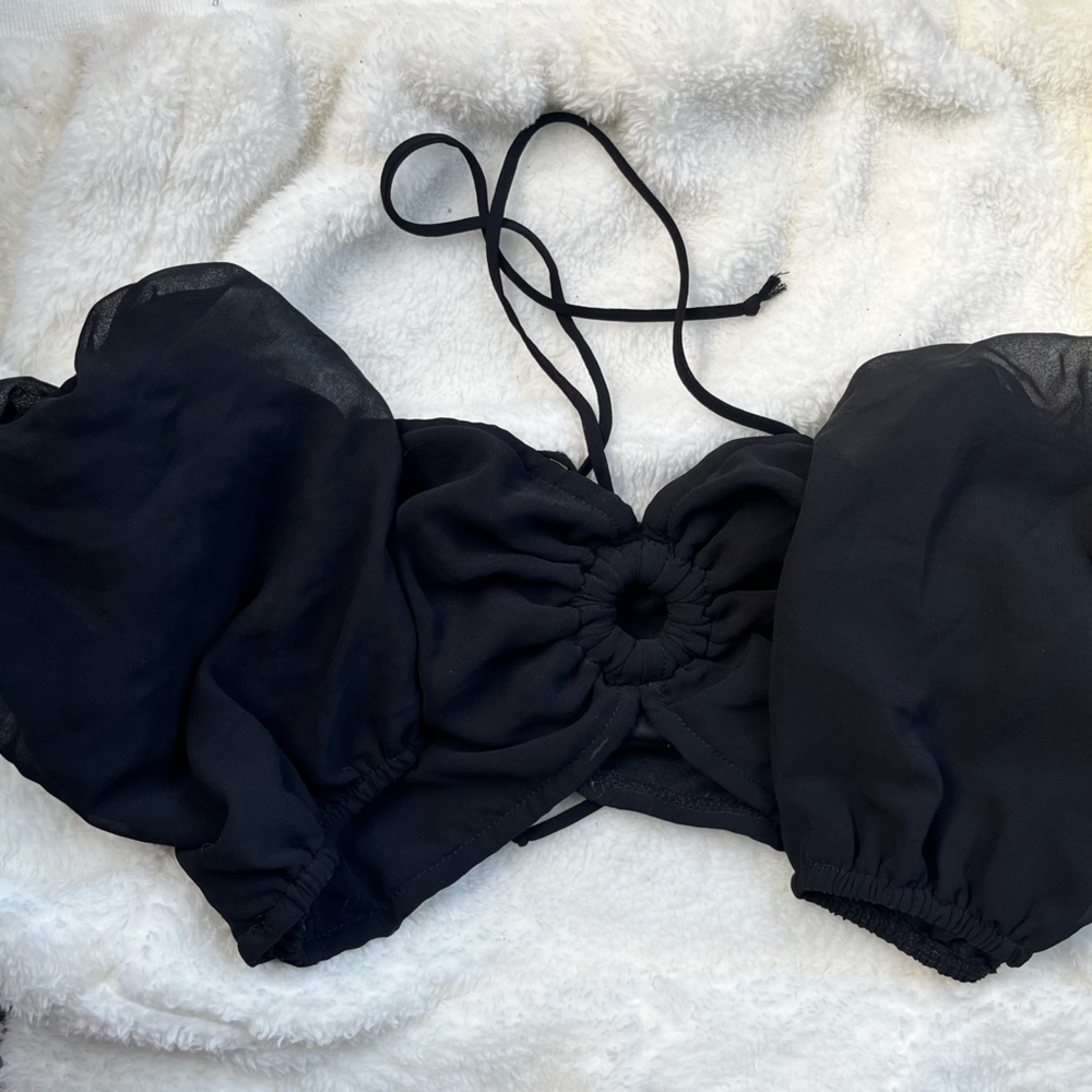 Wild fable puffy sleeve crop top size M
